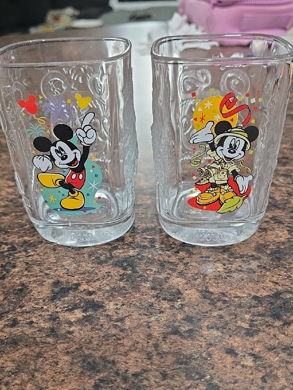 Disney Clear Glass Tumbler Pair with Multicolor Mickey Print